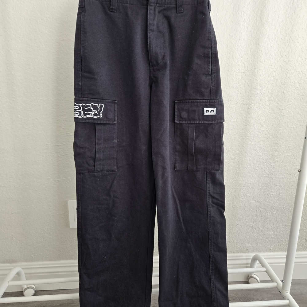 Obey Black Cargo Pants with Utility Design